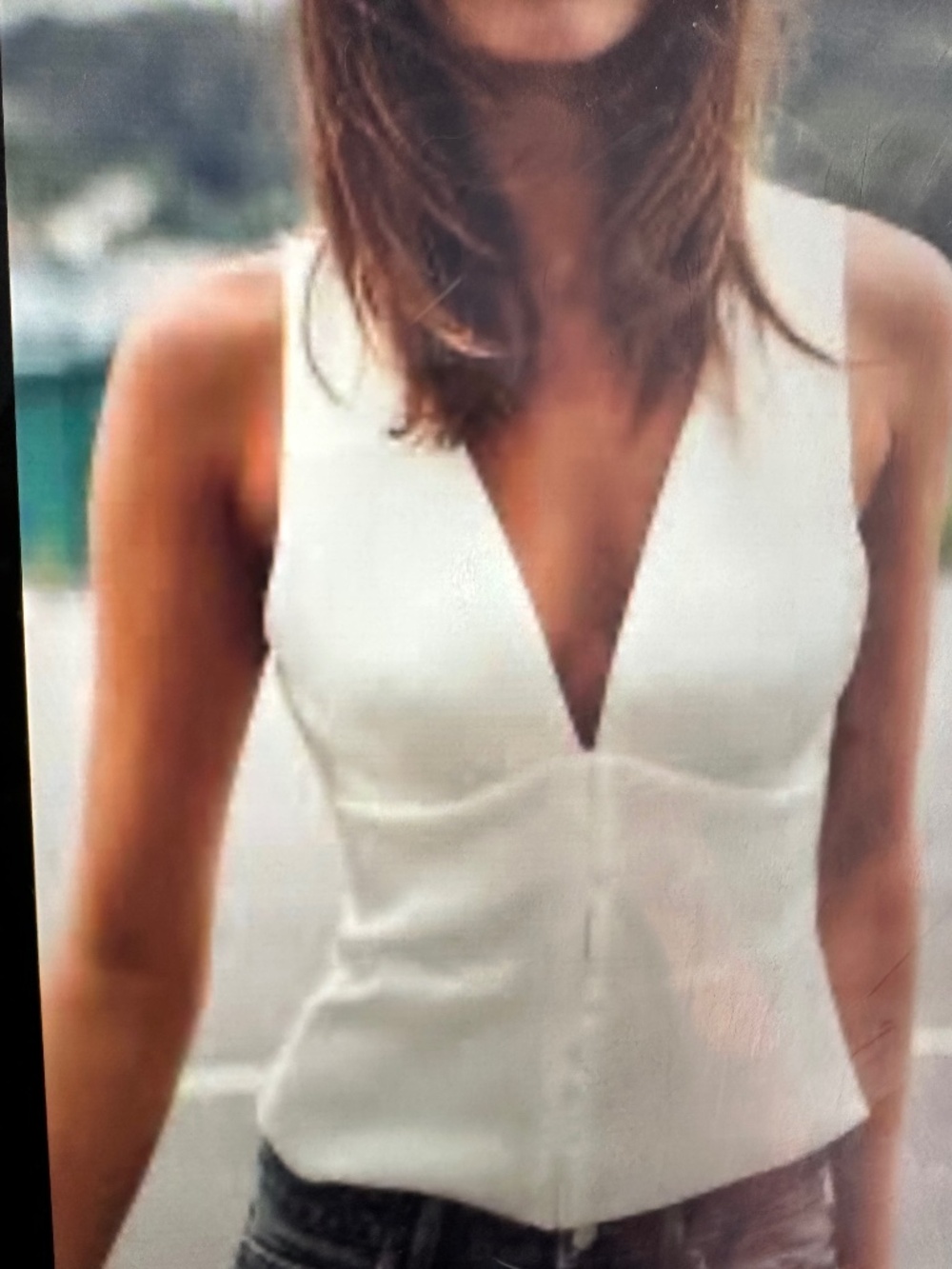 ZARA SATIN 90’S BUTTON UP DEEP V-NECK SLEEVELESS TOP. NWT
